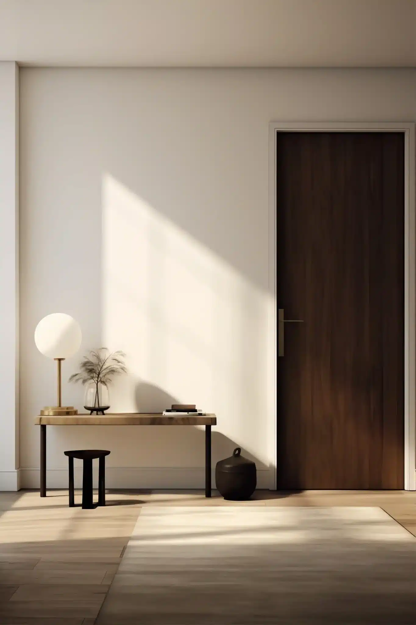 Entrada minimalista con puerta interior